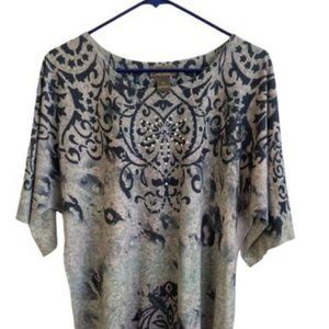 Jane Ashley Womens L Multicolor Short Sleeve Sequined Shirt Top Pullover